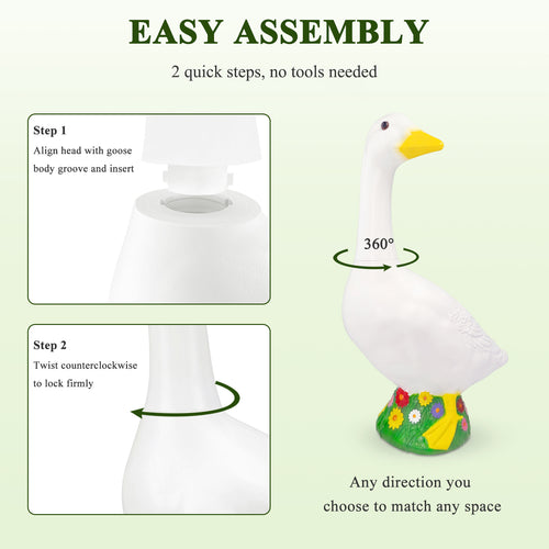 Hofriyo 23" Large White Porch Goose, Plastic Garden Decor, Porch Goose Garden Statue With Flower Decorations and Cute Gift Box - Indoor or Outdoor Decorative Figurine for Garden, Patio, or Porches